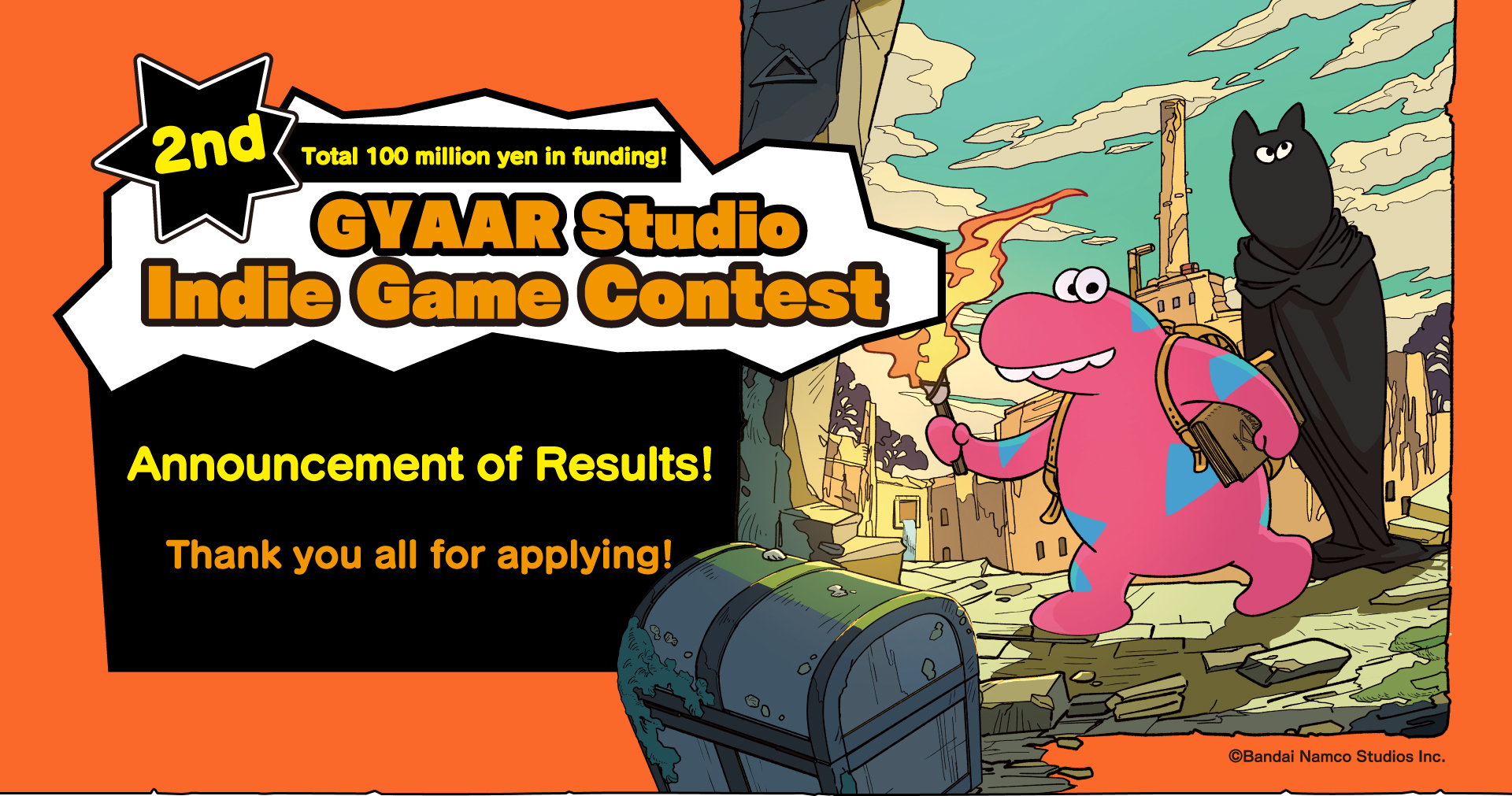 Total 100 million yen in funding! 2nd GYAAR Studio Indie Game Contest. Announcement of Results! Thank you all for applying!
